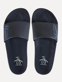 Chinelo Original Penguin Masculino Slide Lateral Lettering Azul Marinho
