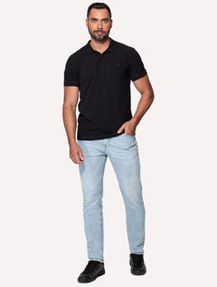 Polo Guess Masculina Piquet Dark Small Patch Preta