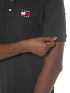 Polo Tommy Jeans Masculina Regular Flag Badge Preta
