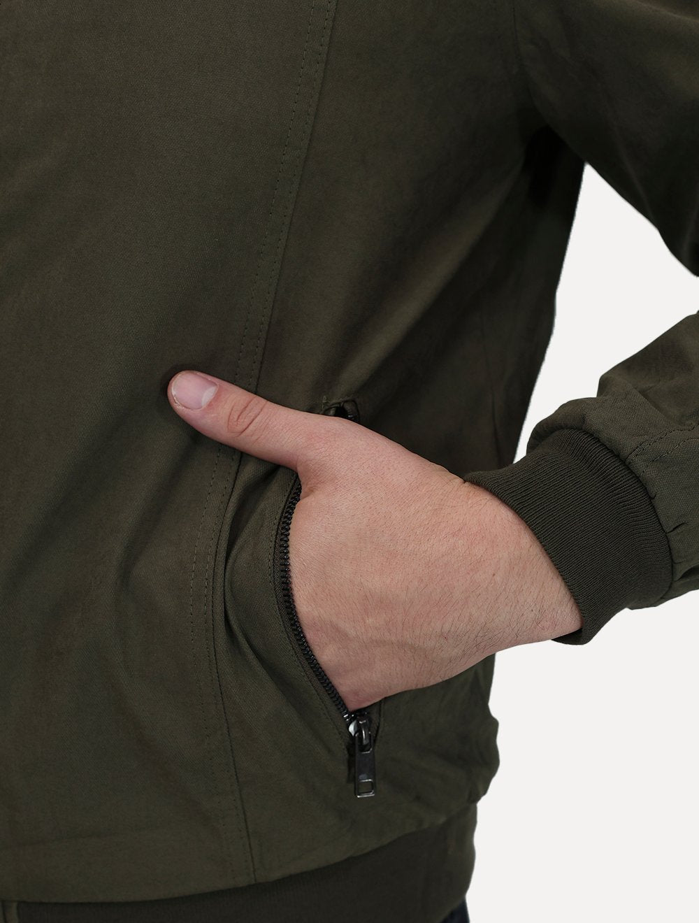 Jaqueta Dixen Masculina Sarja Forrada Zíper Frontal Verde Militar