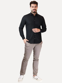 Camisa Empório Armani Masculina Stretch Embroidered Mono Logo Azul Escuro