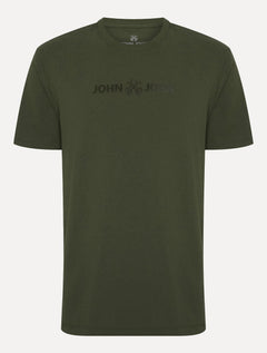 Camiseta John John Masculina Regular Fit Basic Logo Flat Verde Militar