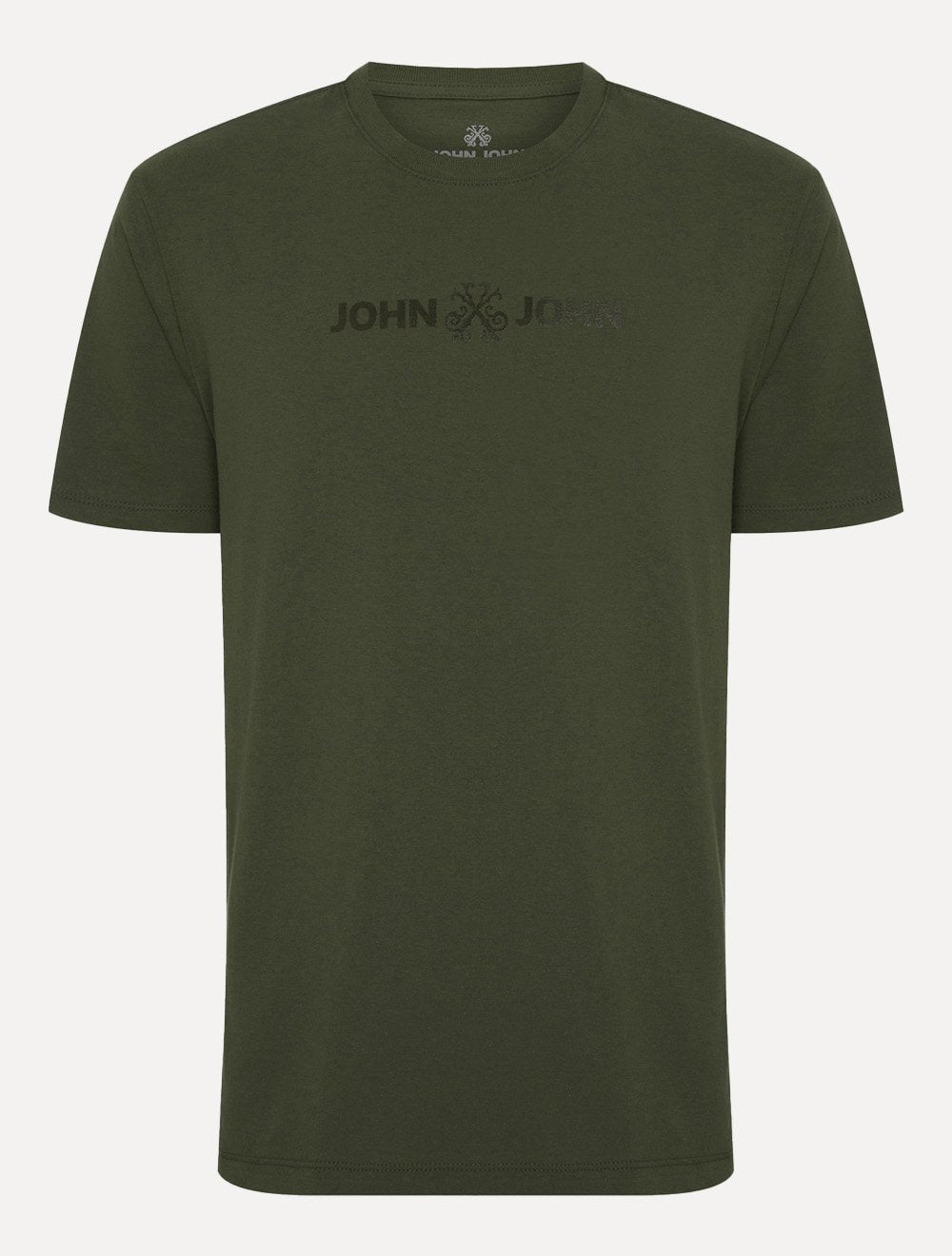 Camiseta John John Masculina Regular Fit Basic Logo Flat Verde Militar