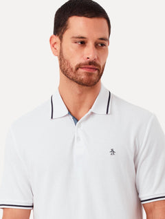 Polo Original Penguin Masculina Malha Jersey Lisa Frisos Branca