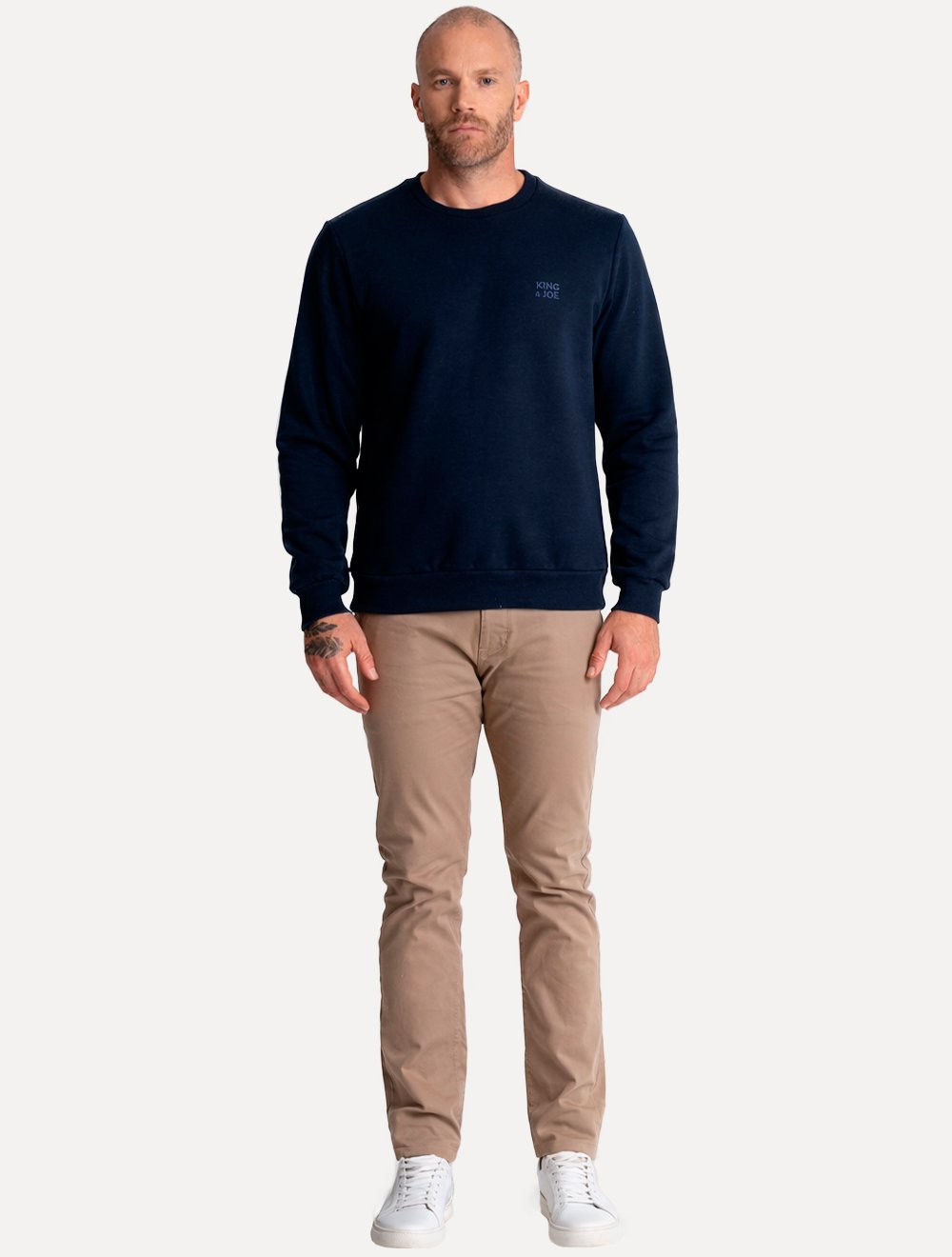 Blusão King & Joe Masculino Moletom Crewneck Logo Peito Azul Marinho