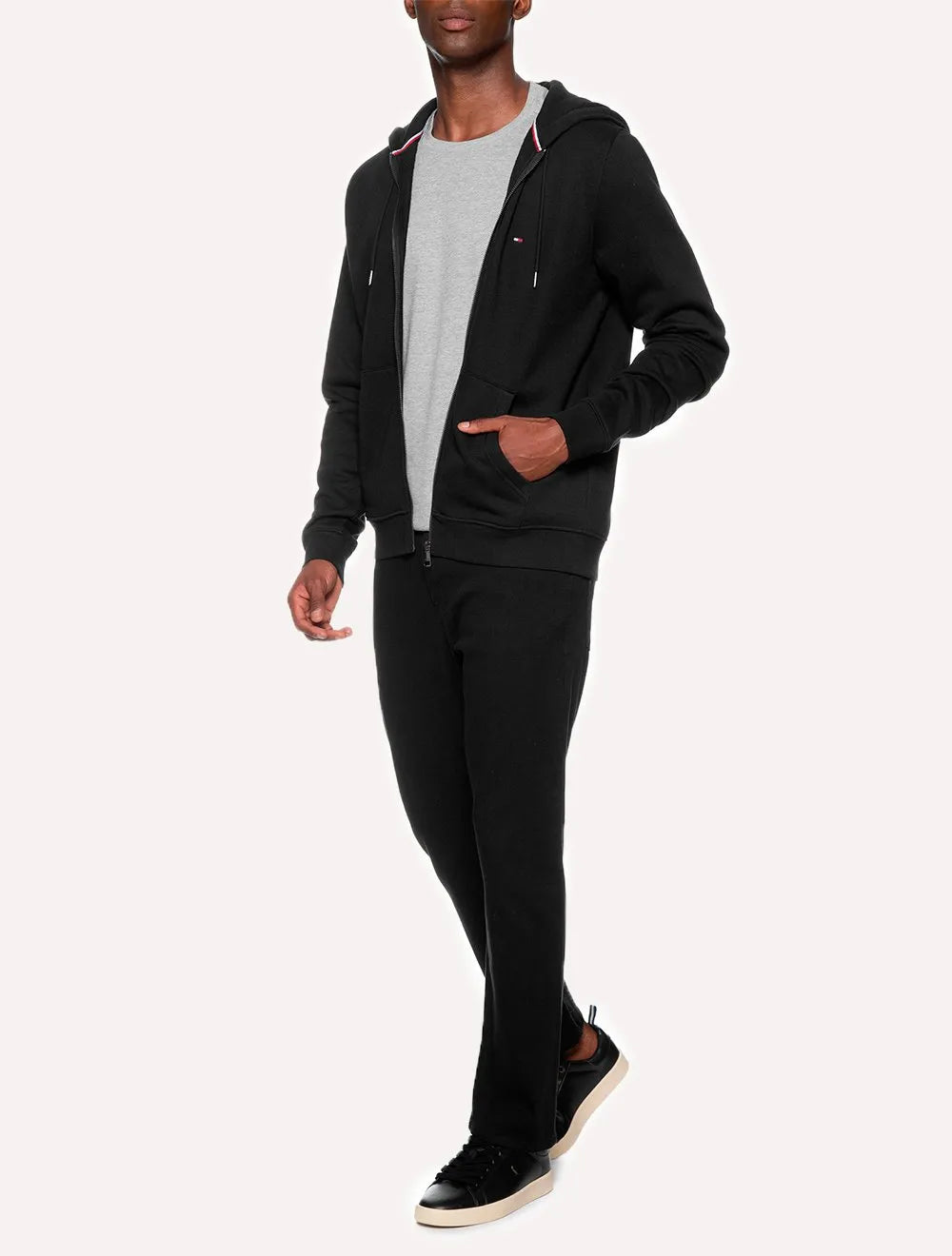 Moletom Tommy Hilfiger Masculino Flag Logo Zip-Through Hoody Preto