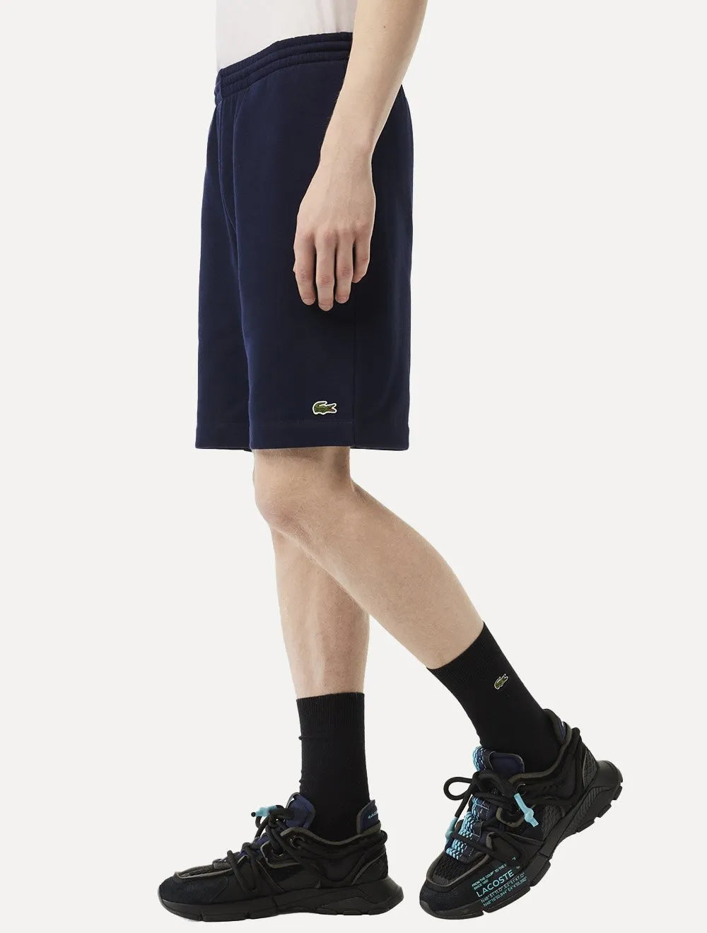 Bermuda Lacoste Masculina Moletom Basica Lisa Azul Marinho