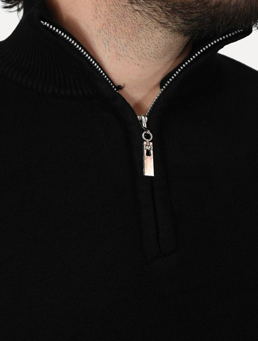 Suéter Dixen Masculino Tricot Straights Half-Zip Gola Alta Preto