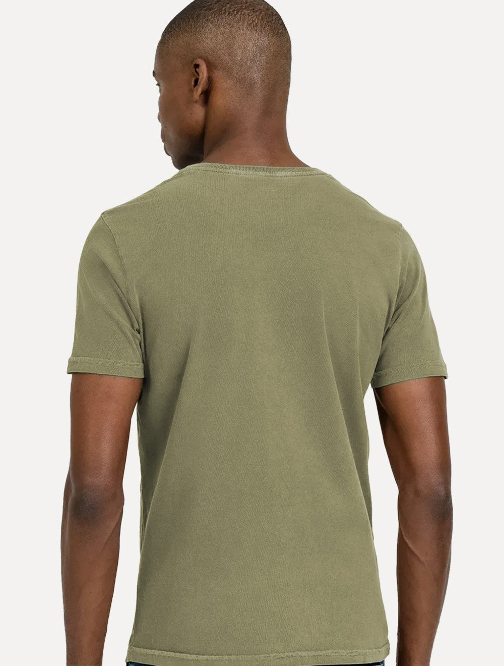 Camiseta King & Joe Masculina Estonada Basic Dark Small Logo Verde Oliva