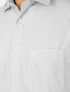 Camisa Dudalina Masculina Comfort Pocket Listrada Lines Branca