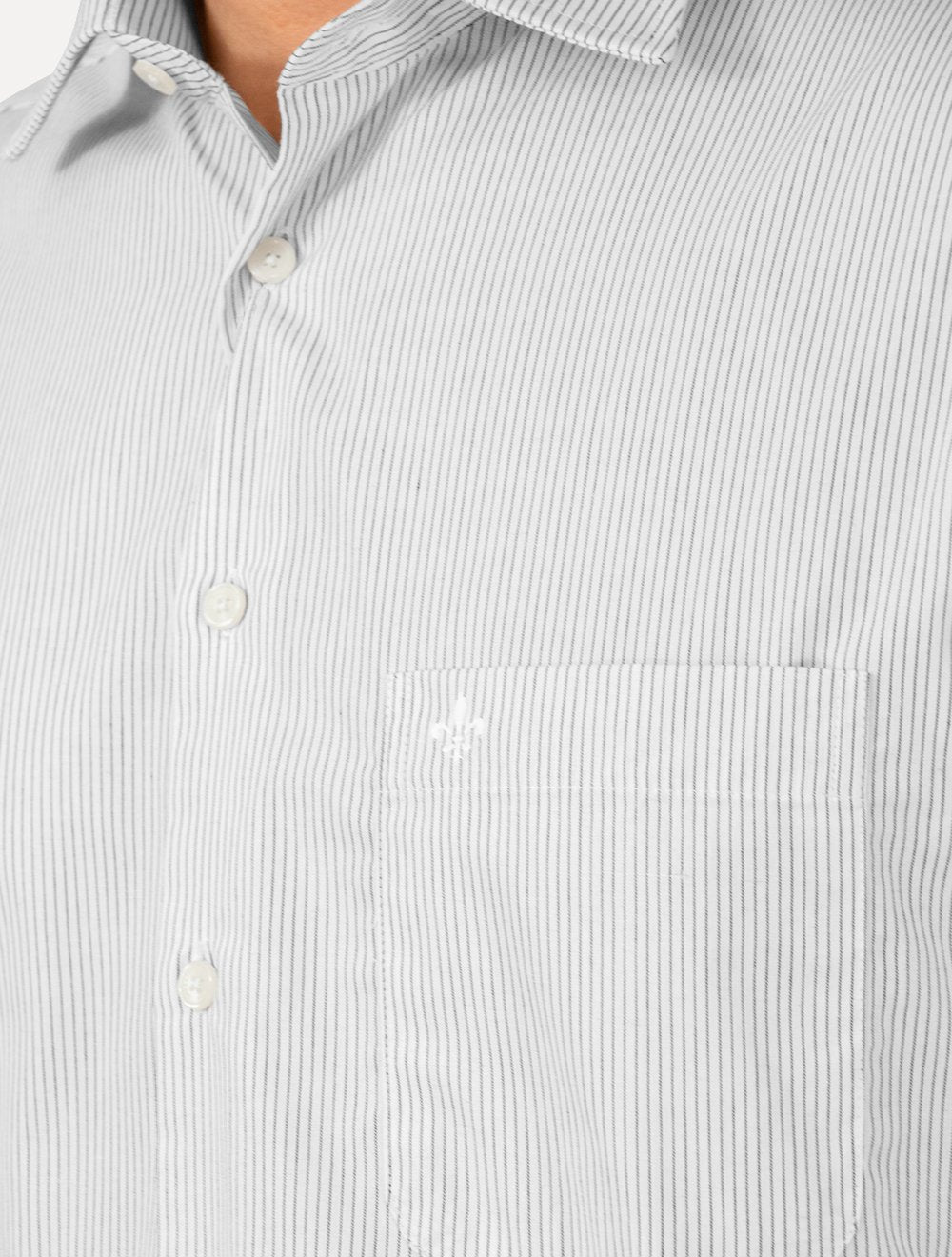 Camisa Dudalina Masculina Comfort Pocket Listrada Lines Branca