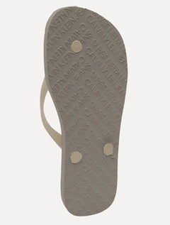 Chinelo Calvin Klein Jeans Silk Khaki Logo Básico Cáqui Claro