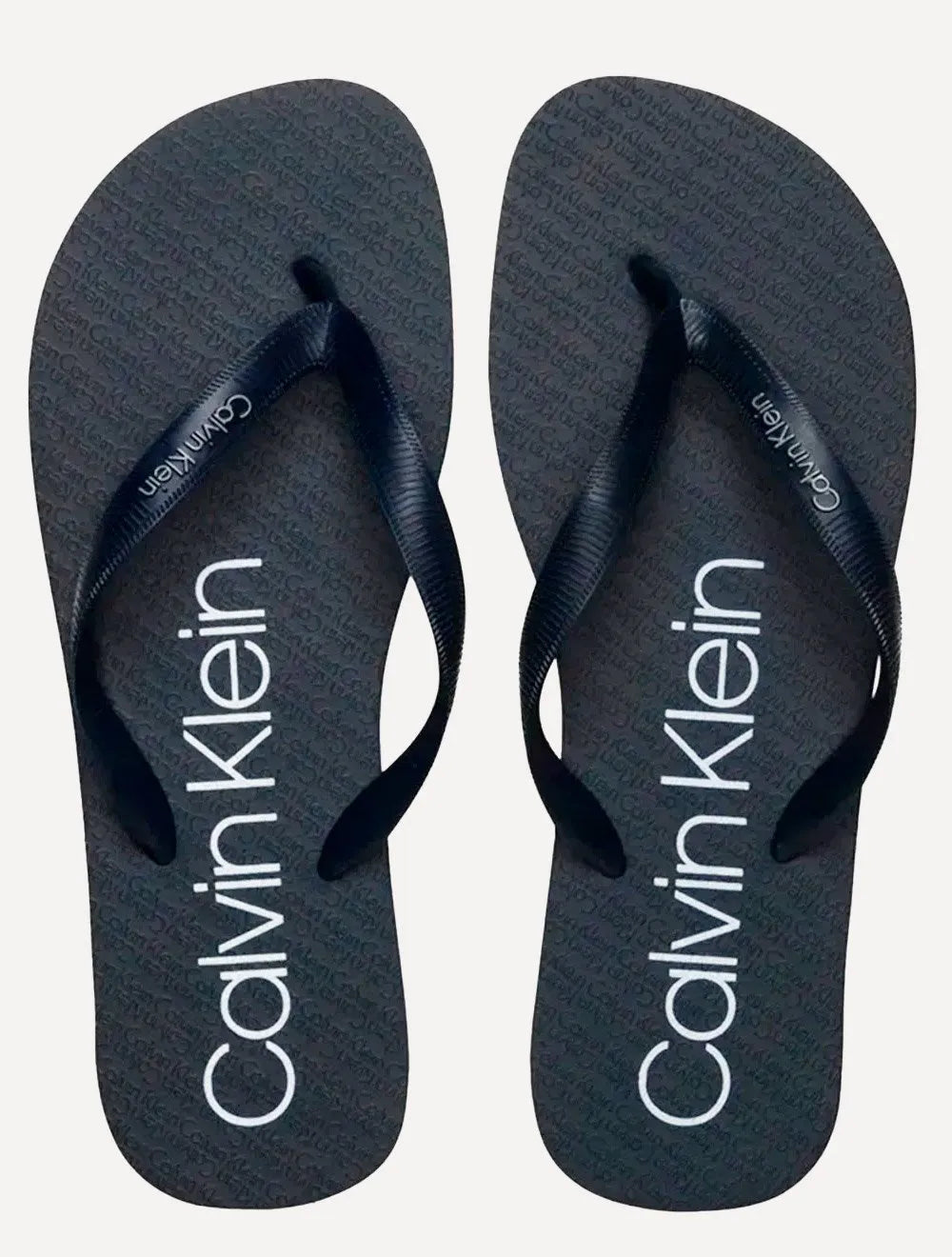 Chinelo Calvin Klein Swimwear Silk Basic Logo Azul Marinho