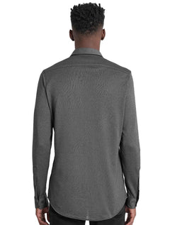 Camisa Aramis Masculina Manga Longa Slim Malha Dupla Chumbo