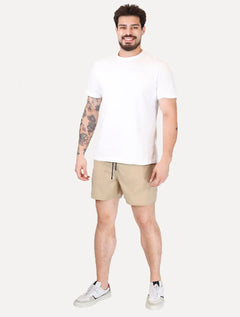 Short Reserva D'Água Beachwear Liso Tag Lateral Caqui