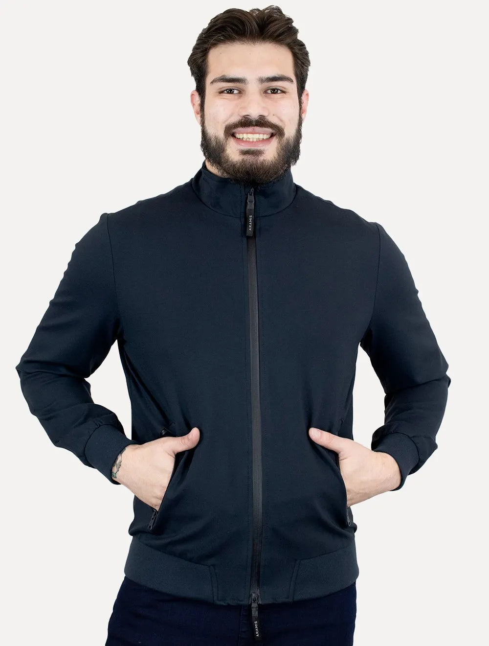 Jaqueta Aramis Masculina Malha Bomber Azul Marinho