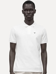 Polo Emporio Armani Masculina Piquet Essential Micro Águia Branca