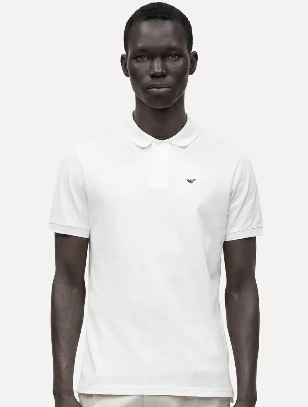 Polo Emporio Armani Masculina Piquet Essential Micro Águia Branca