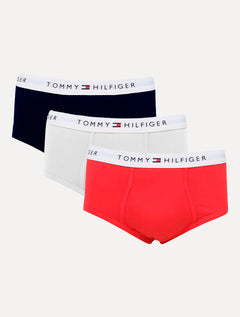 Cueca Tommy Hilfiger Cotton Stretch Brief Vermelha/ Marinho/ Branca Pack 3UN