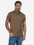 Polo Aramis Masculina Cotton Piquet Basic Mnon Logo Marrom Claro