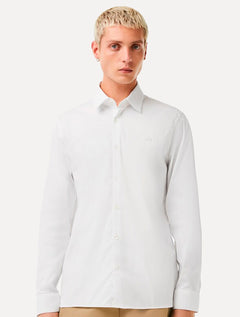 Camisa Lacoste Masculina Slim Fit Popeline Stretch Mono Branca