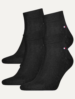 Meia Tommy Hilfiger TH Men Quarter Preta Kit 2 Pares