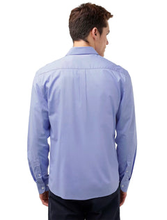 Camisa Ellus Masculina Tricoline LY Slim Italian Azul