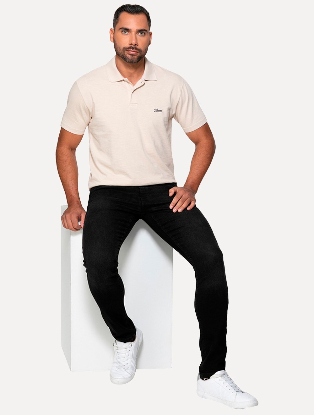 Calça Guess Jeans Masculina Skinny Jet Black Tag Preta