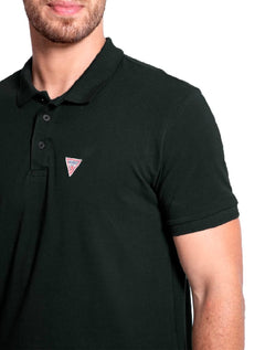 Polo Guess Masculina Piquet Tag Logo Preta