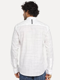 Camisa Calvin Klein Jeans Masculina Cotton Flame Check Branca