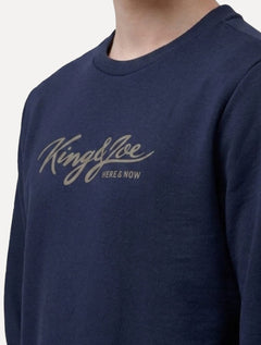 Blusão King & Joe Masculino Moletom Crewneck Signature Azul Marinho