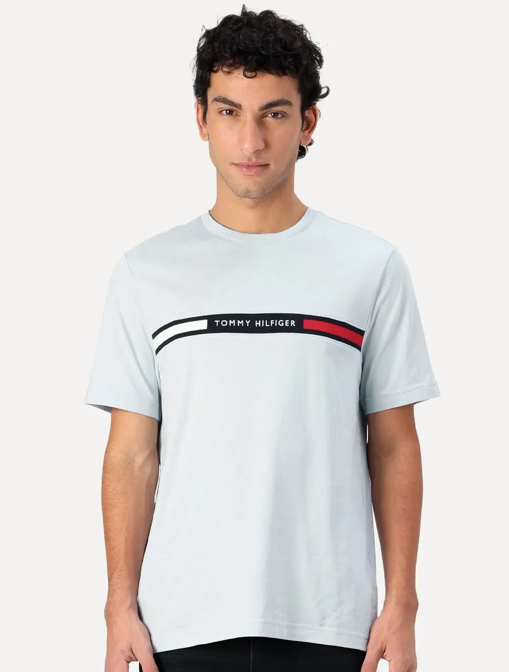 Camiseta Tommy Hilfiger Masculina Chest Insert Logo Azul Claro