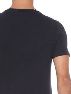 Camiseta Replay Masculina Logo Label Superior Standard Azul Marinho