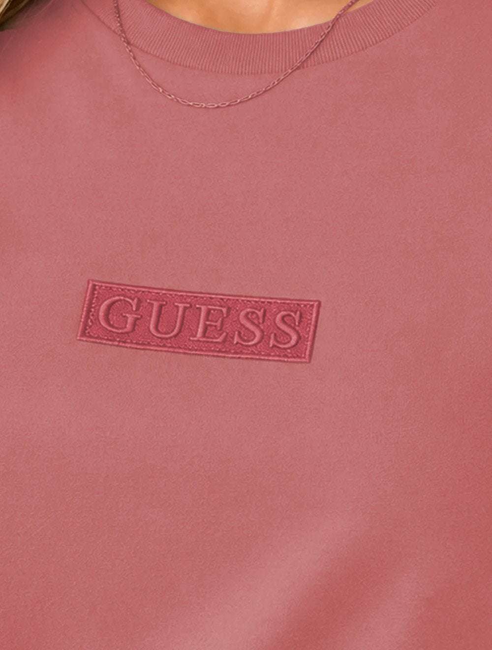 Camiseta Guess Feminina Patch Small Logo Rosa