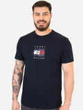 Camiseta Tommy Hilfiger Masculina Linear Flag Graphic Azul Marinho