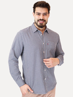 Camisa Levis Masculina Standard One Pocket Xadrez Azul/Branco