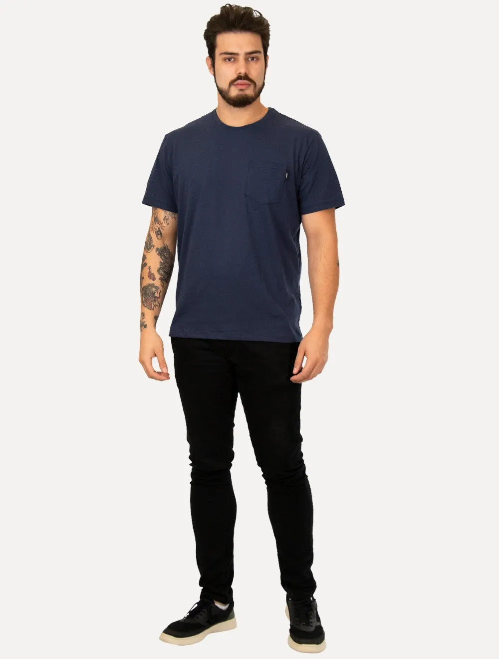 Camiseta Colcci Masculina Cotton Lateral Tag Pocket Azul Escuro