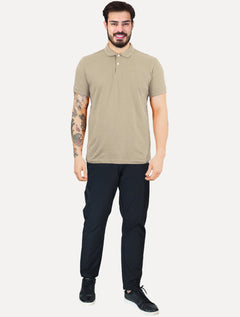 Polo Aramis Masculina Regular Basic Piquet Mono Logo Caqui Escuro