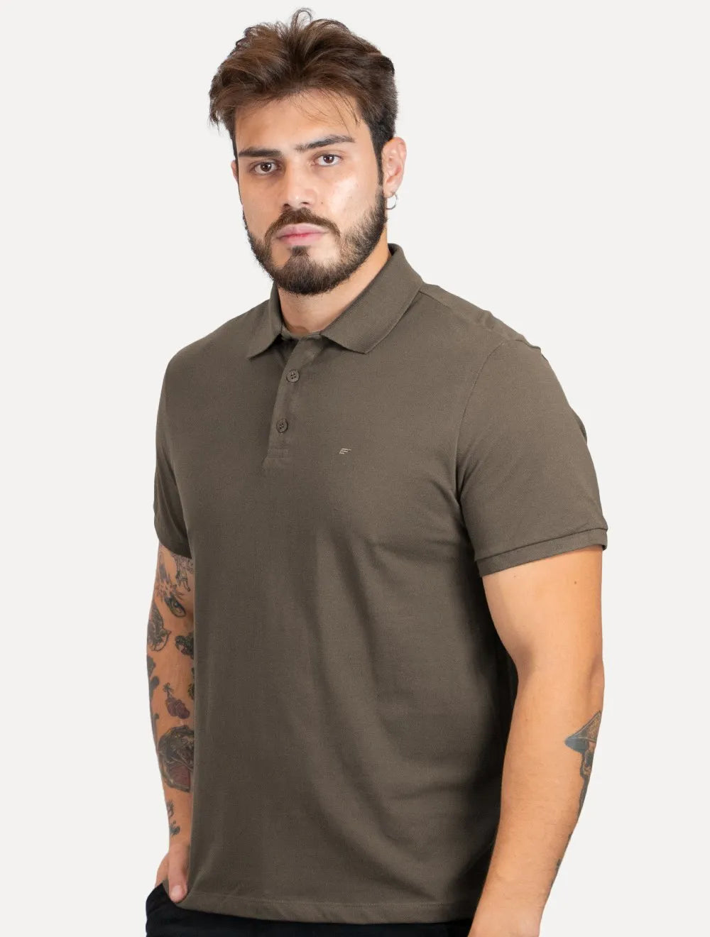 Polo Ellus Masculina Piquet Classic Easa Marrom Escuro