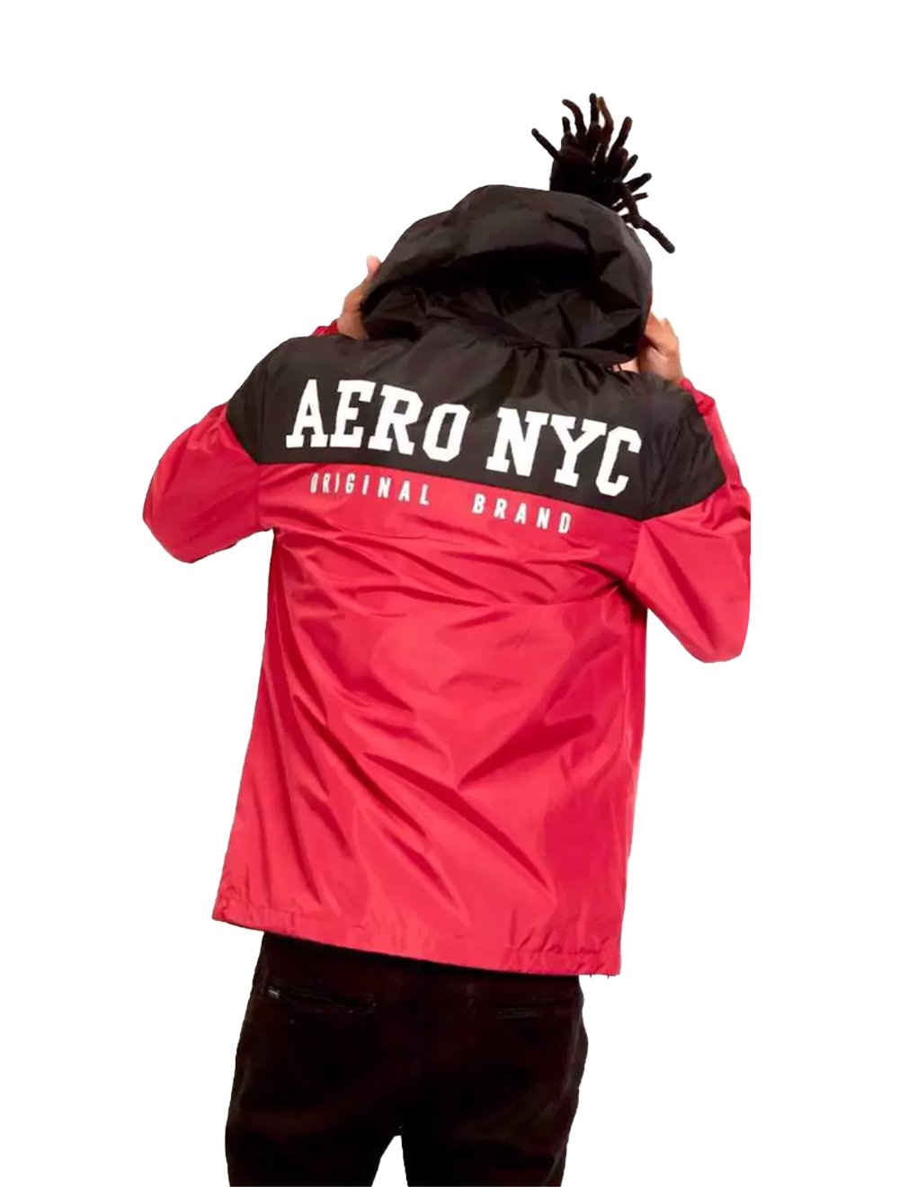 Jaqueta Aeropostale Masculina Corta-Vento Lettering Duo Vermelha/Preta