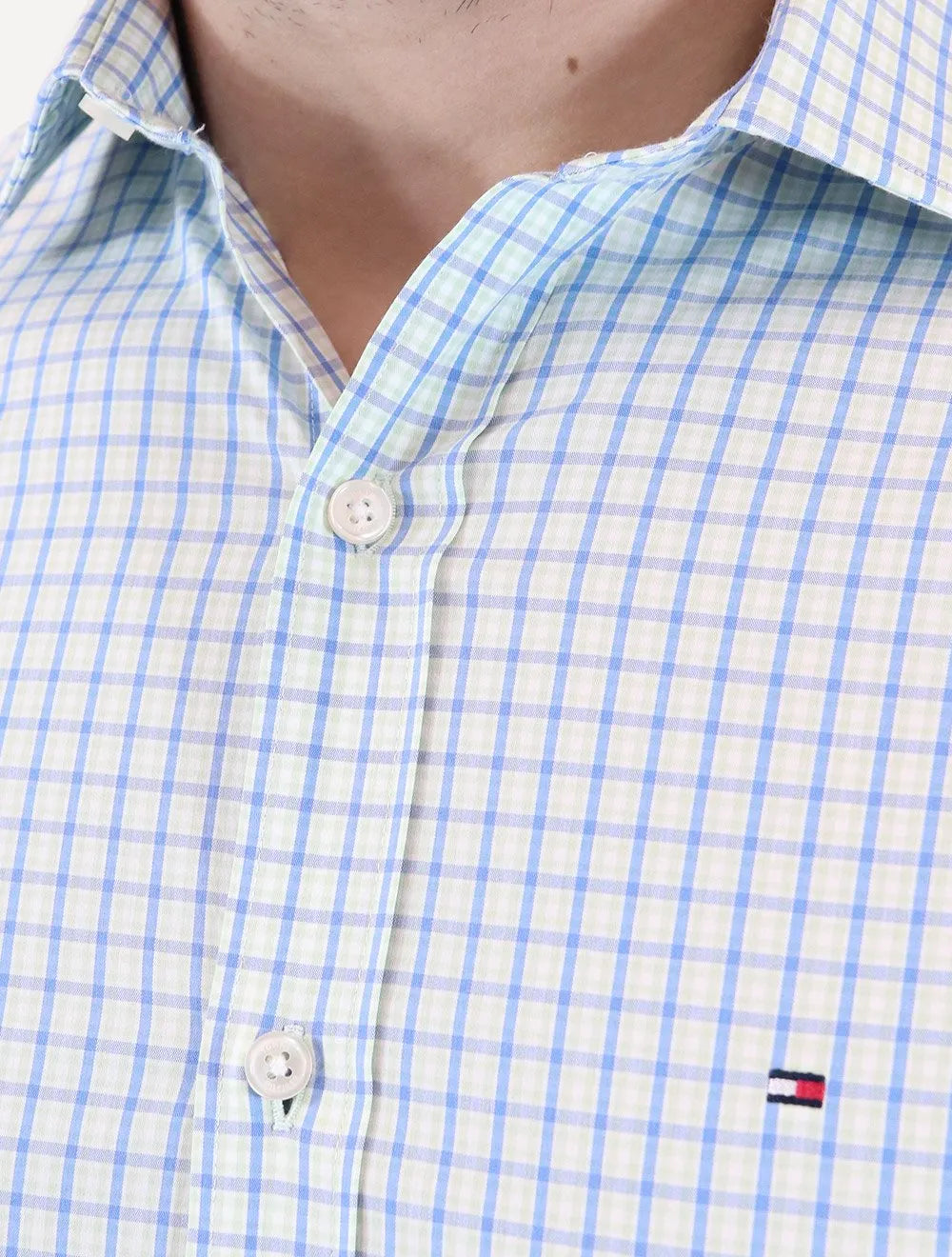 Camisa Tommy Hilfiger Masculina Regular Wrinkle Free Verde Claro