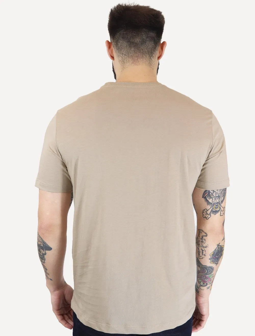 Camiseta Calvin Klein Jeans Masculina Egyptian Cotton Rubber Patch Cáqui Médio