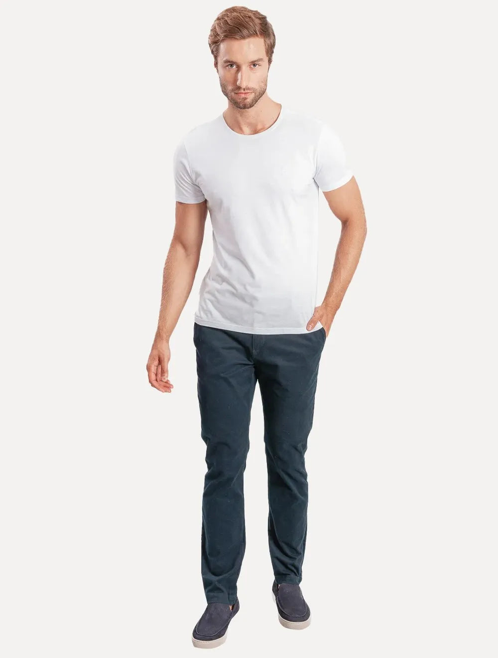 Calça Sergio K Masculina Chino Sarja Elastano Azul Marinho