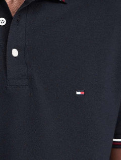 Polo Tommy Hilfiger Masculina Slim Tipped Collar Azul Marinho