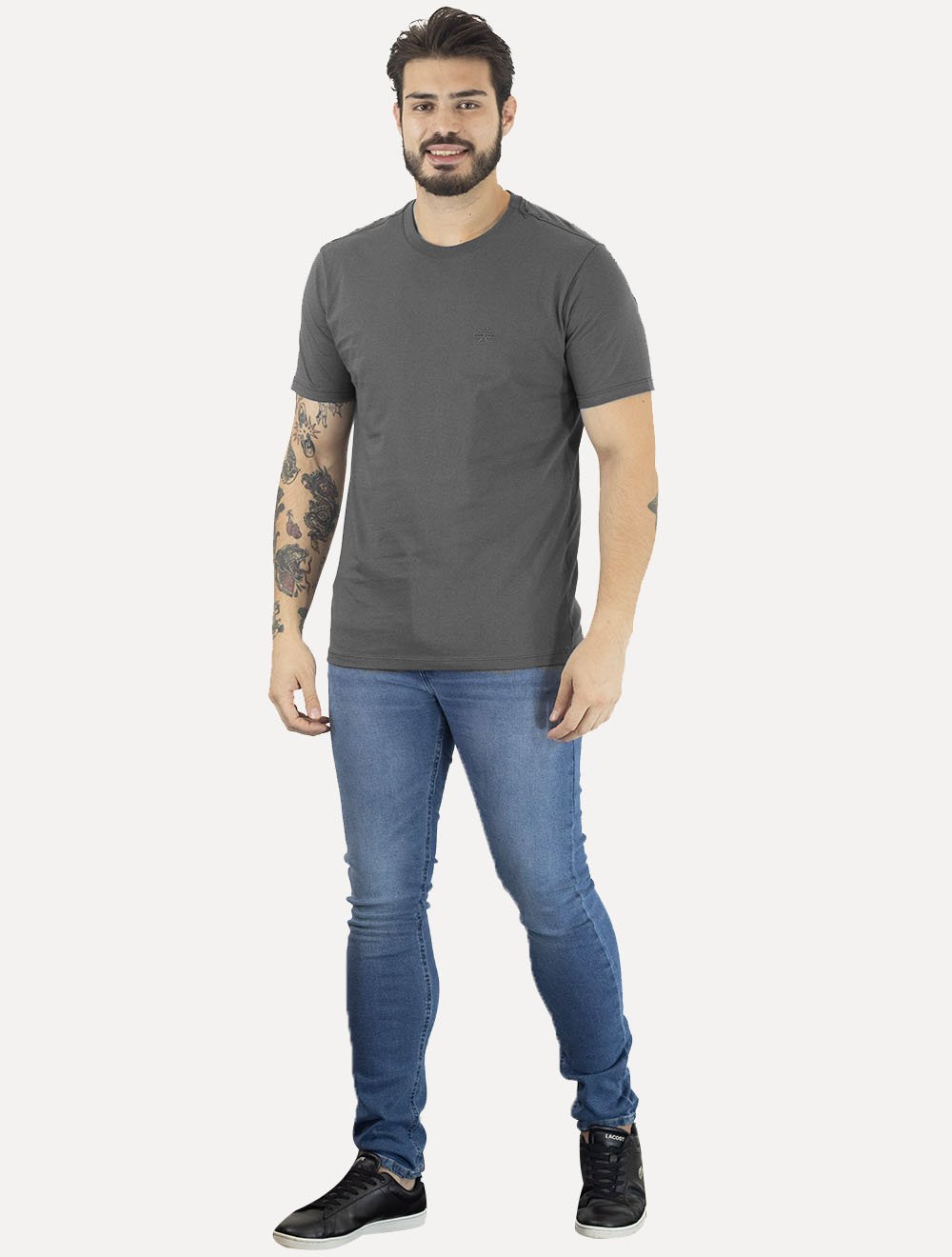 Camiseta John John Masculina Rubber Key Light Transfer Cinza Escuro