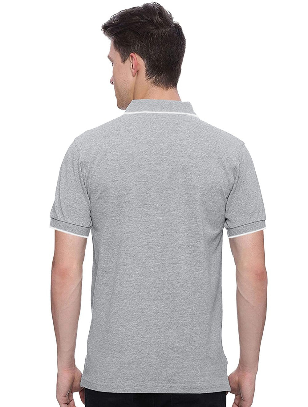 Polo Guess Masculina Piquet Frieze Logo Bordado Cinza Mescla