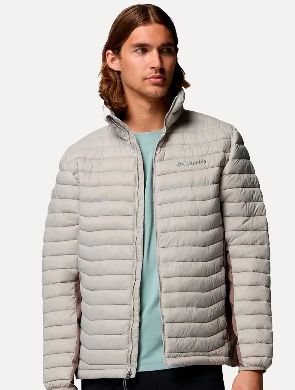Jaqueta Columbia Masculina Powder Pass Hybrid Cinza Claro