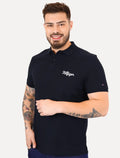 Polo Tommy Hilfiger Masculina Regular Piquet Graphic Icon Embroidery Azul Marinho