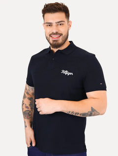 Polo Tommy Hilfiger Masculina Regular Piquet Graphic Icon Embroidery Azul Marinho