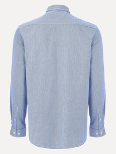 Camisa Dudalina Masculina Slim Superfine Cotton Vichy Azul Médio